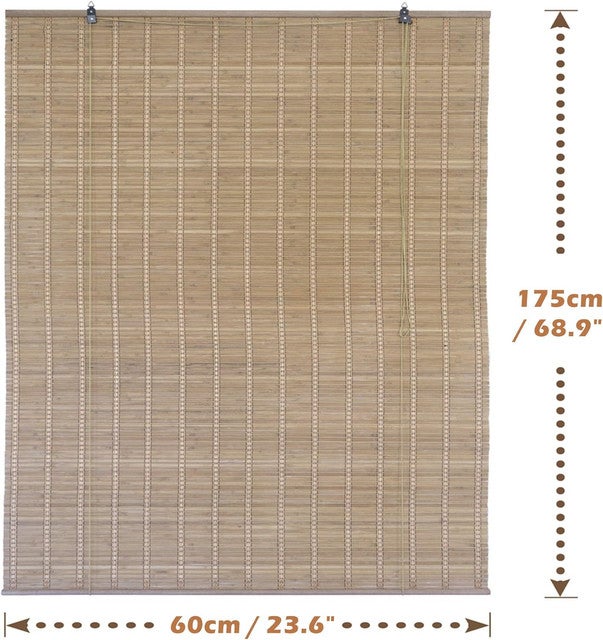 Solagua Estor Bambú Enrollable para Ventana y Puerta, 14 Medidas Estores 100% Bamboo, Cortina Persiana Incluye Accesorios (60x175cm,Roble) - 2