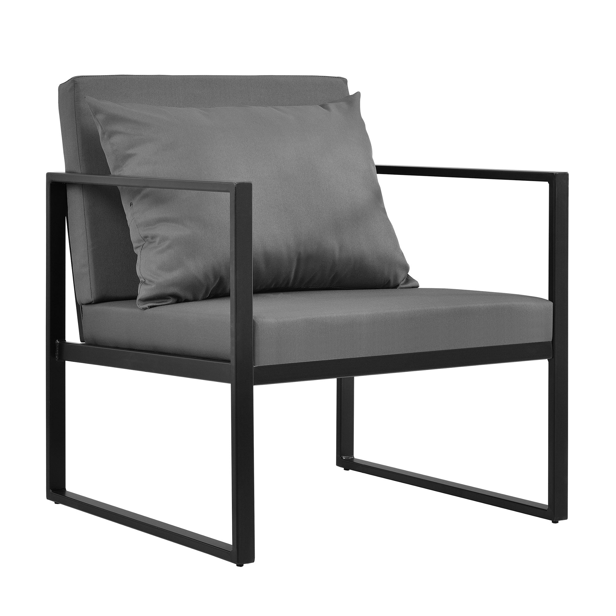 Fauteuil de jardin avec coussin en metal et textilène Noir - 2
