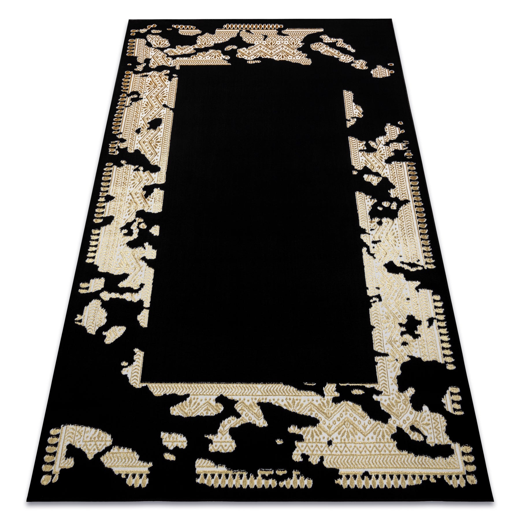 Dywan ALLURE 1965 Ramka - Strukturalny, stylowy, glamour czarny / złoty 120x170 cm
