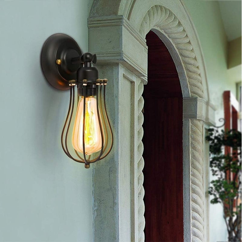 Kinkiet przemysłowy, regulowany czarny metalowy kinkiet, lampa ścienna w stylu vintage z gniazdem E27, rustykalne oświetlenie wewnętrzne, do sypialni