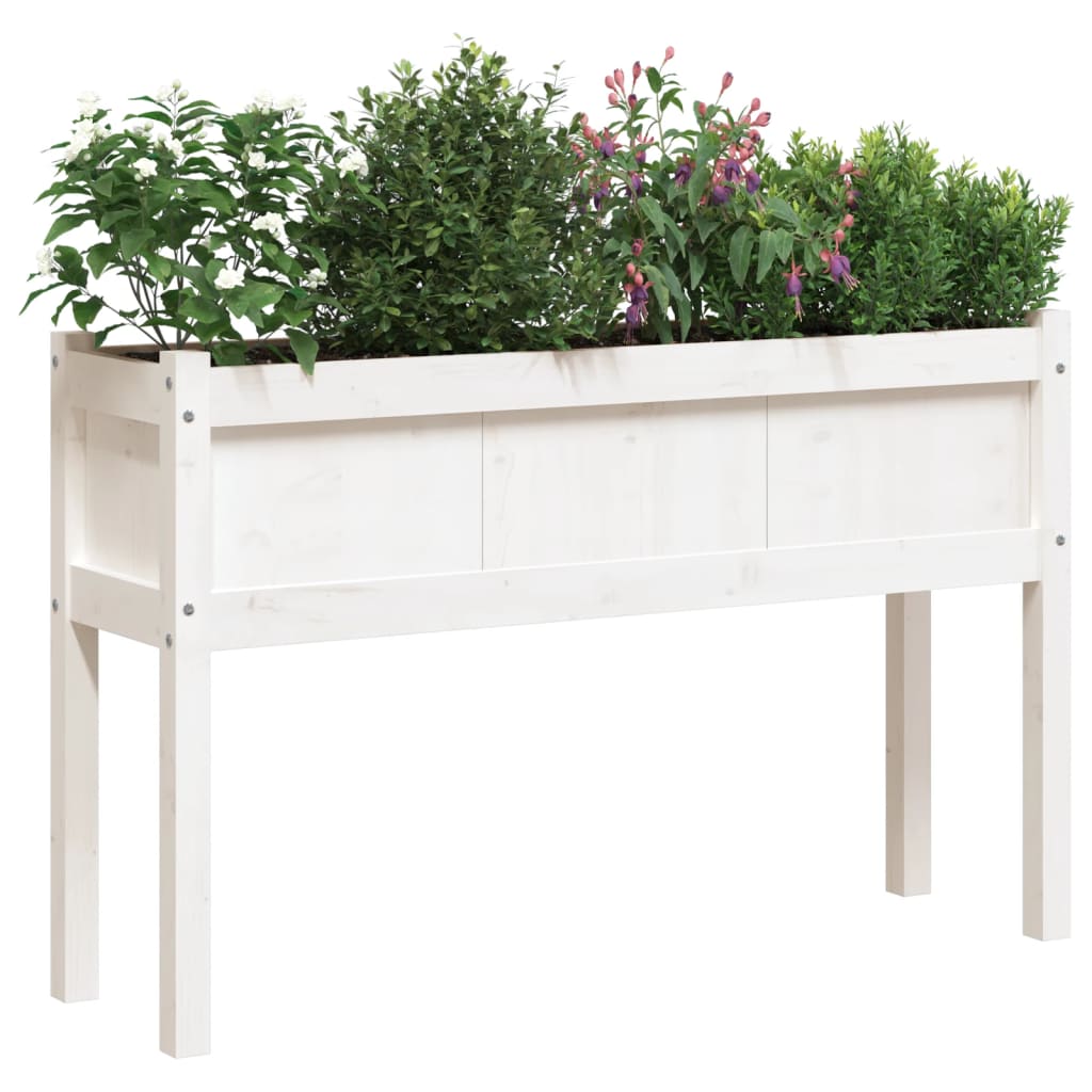 2 pcs Jardinière，Bac à fleurss avec pieds blanc bois de pin massif CWV23357 - 3