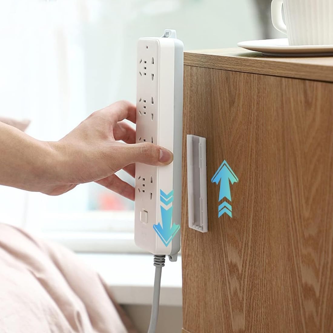 4 Pièces Support Adhésif Mural pour Multiprise Électrique Rangement Organisateur pour Prises, Routeur WiFi, Ordinateur, Boîte à Mouchoirs, Cuisine - 5