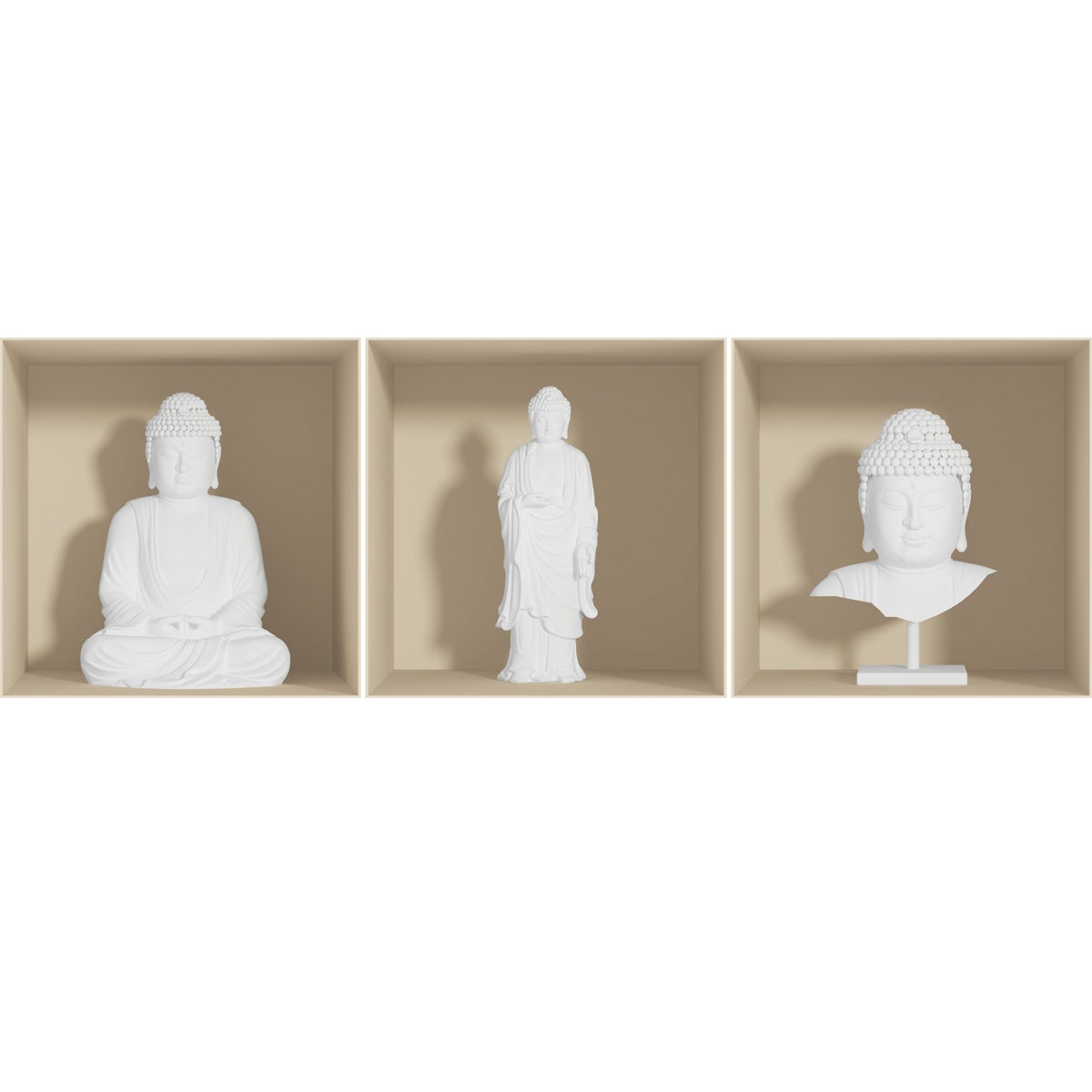 Adesivo effetto 3D Buddha weiß - Sticker adesivo - adesivi murali - 30x90cm - 4