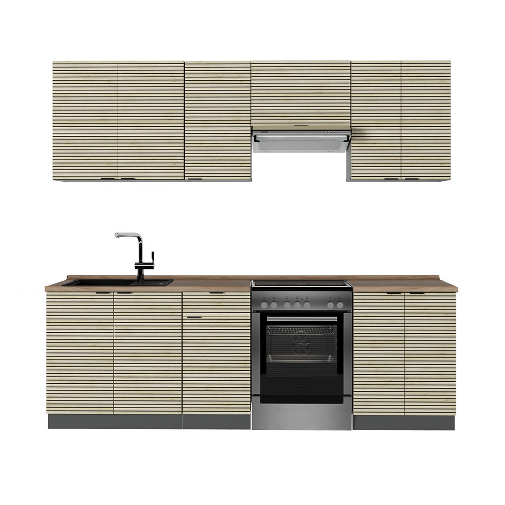 Vicco Aneks kuchenny Fame-Line, Panel dębowy/antracyt, 240 cm , BP Dąb