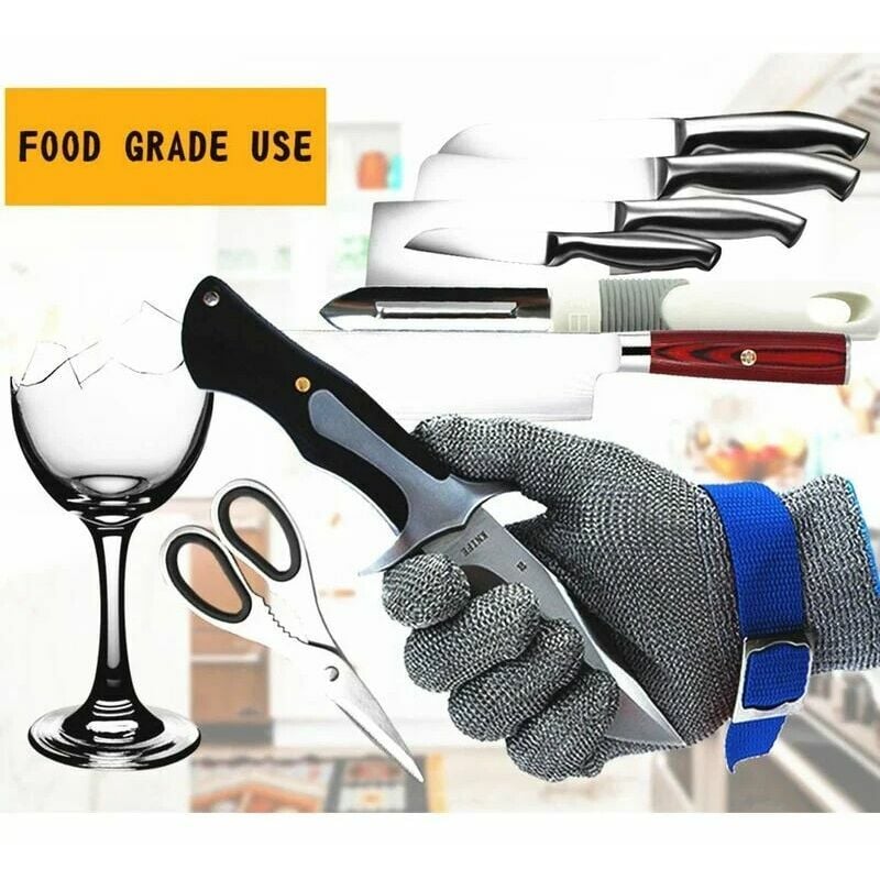 Gant de boucher résistant aux coupures de niveau 9 - en maille d'acier inoxydable avec fil métallique durable et antirouille (L) - 4