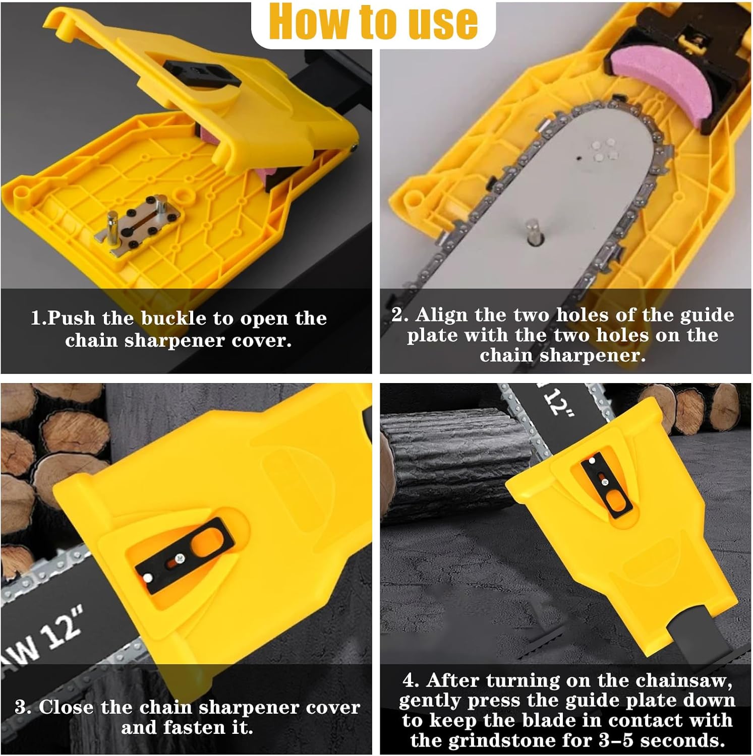 Affuteuse de Chaine Tronconneuse, Kit Affutage Chaine Tronçonneuse, Affûteur Portable Tronçonneuse avec 10 Pierres, Woodworking Quick Tools for Lumber - 3