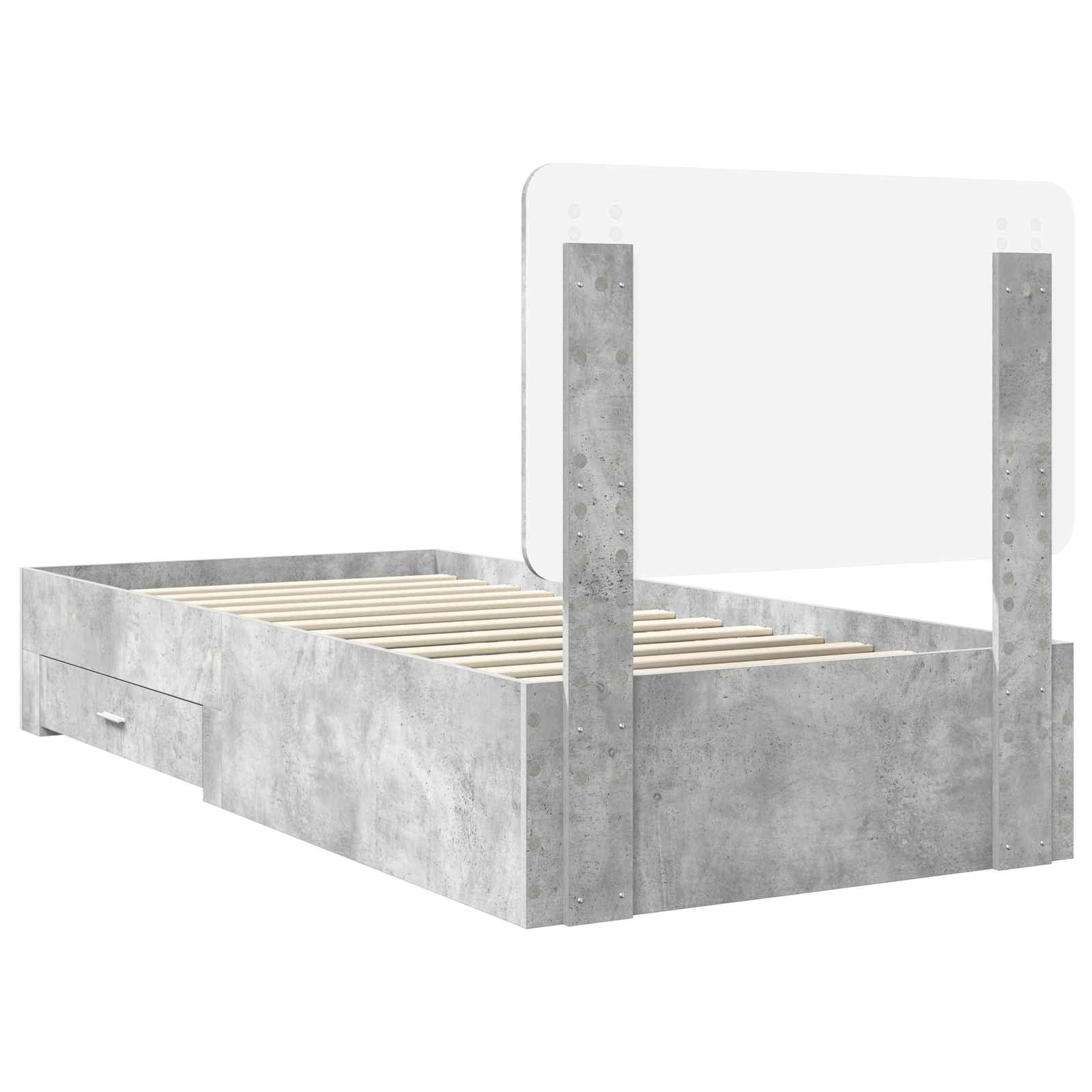 Cadre de lit gris béton 70 x 190 cm panneau de bois - 9