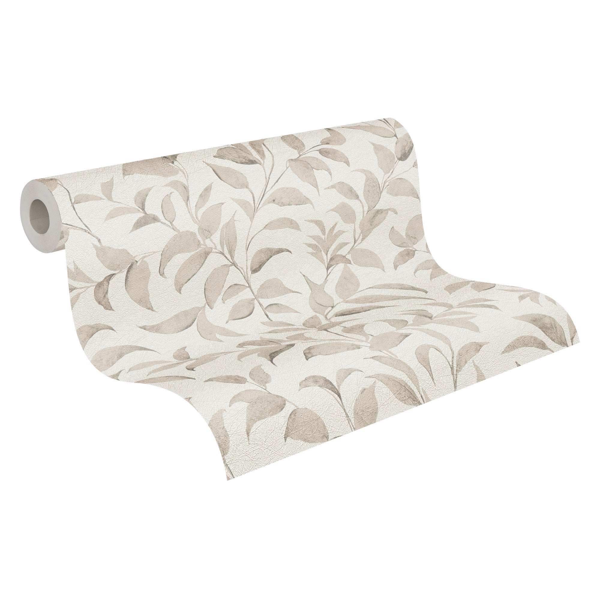 Livingwalls, papel pintado no tejido, motivos florales, hojaldre, rollo 10,05 m x 0,53 m, as389622, blanco, gris