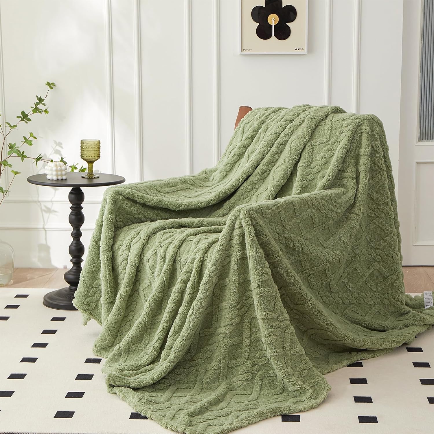 Manta de vellón, manta acogedora para la cama, manta cálida de franela para sofá para todas las estaciones, 200*230cm, verde
