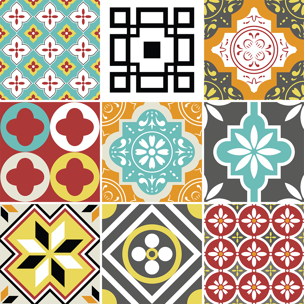 9 adesivi piastrelle di cemento brigitnia - Sticker adesivo - adesivi murali - 9stickers15x15cm - 2