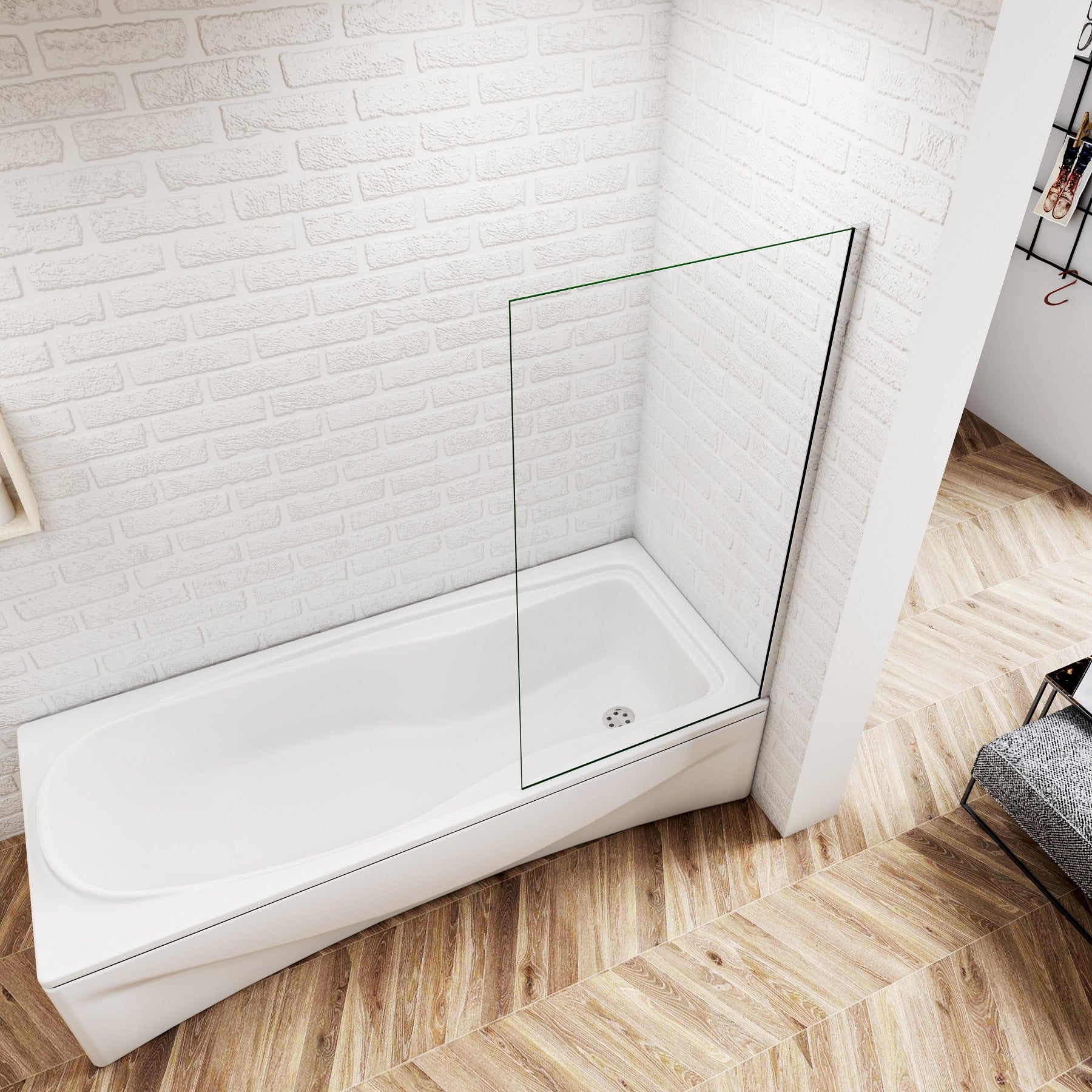 Pare-baignoire fixe 70x130 cm - Verre trempé anticalcaire 5 mm - Pare-baignoire mural transparent - 2