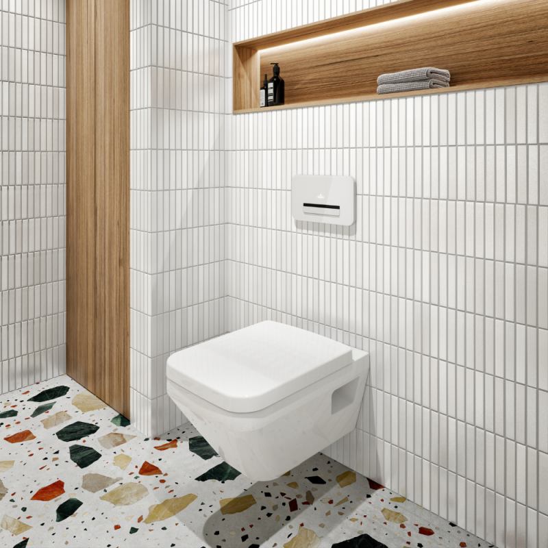 Pack WC suspendu sans bride Villeroy & Boch Architectura Twistflush [e³] rectangle + bâti-support sol et mur + plaque noir - 2