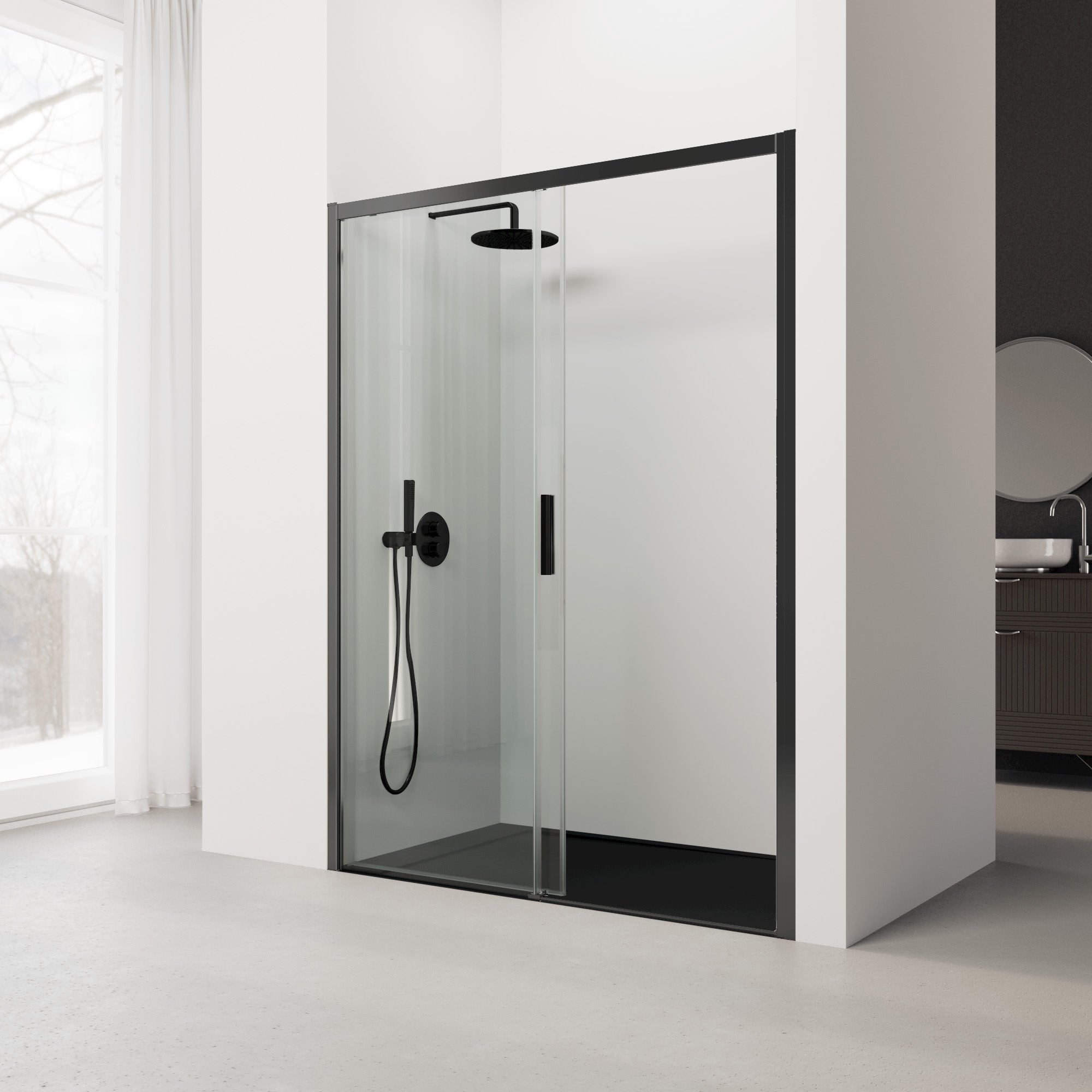 Paroi Douche Frontale SÉRIE 300F - 120-124x195cm - Verre Trempé 6mm ...