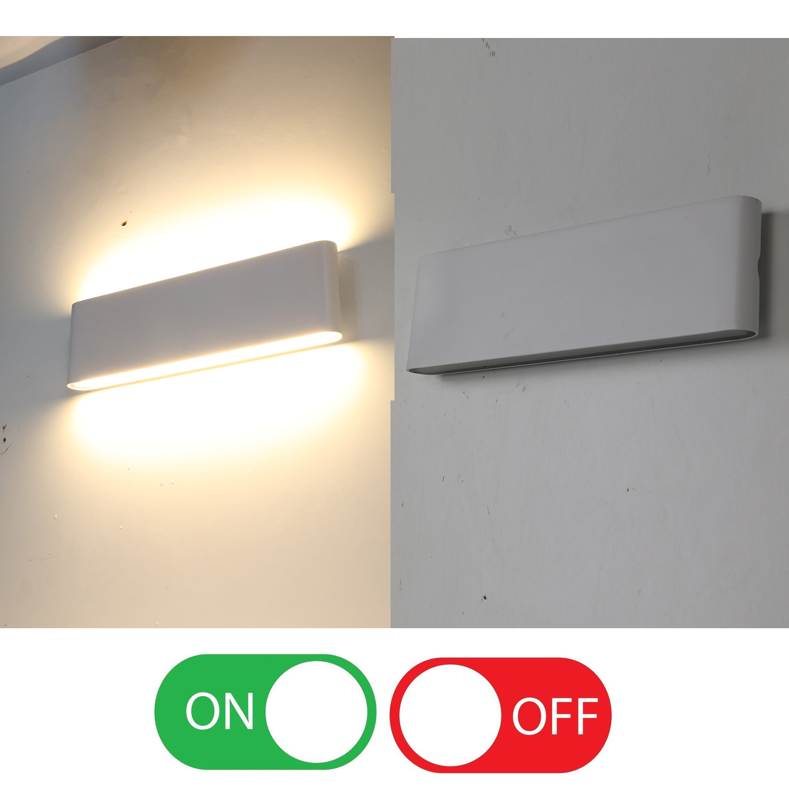 Applique LED Esterno/Interno 20W 2700K IP54 Bianco – Alluminio Rettangolare 300 mm, Luce Su/Giù “SAFATA” - 8