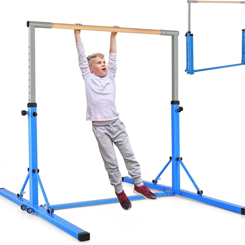 Stalowa Drążek Gimnastyczny, Regulowana Szerokość/Wysokość, Obciążenie 100-120 kg, Drążek Gimnastyczny dla Dzieci w Wieku od 6 do 12 Lat