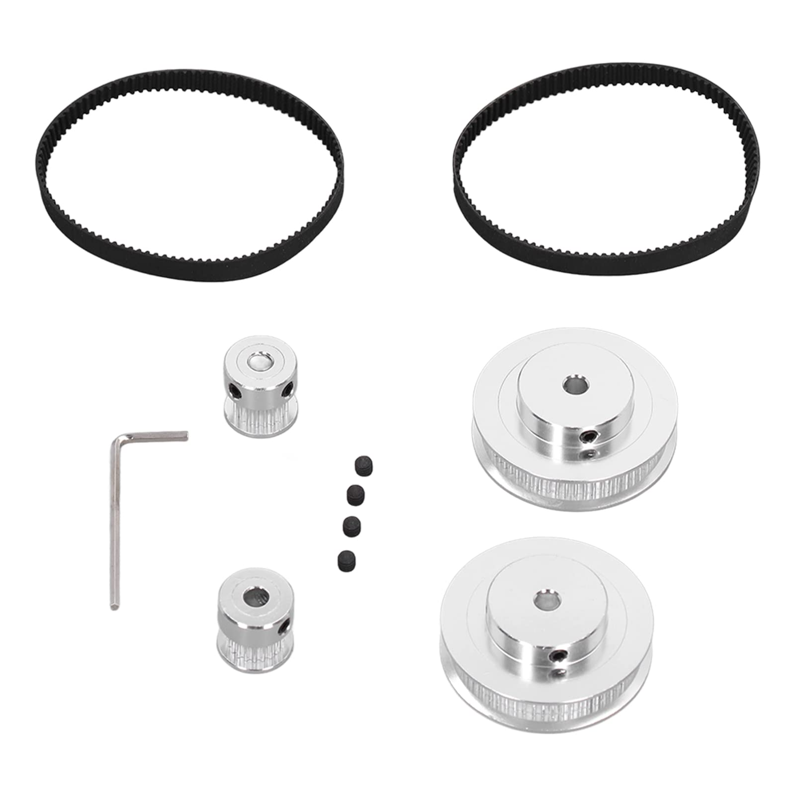 QWORK Kit 2 Ensembles Roues Synchro GT2 20 & 60 Dents – Poulies Alu + Courroies 200 Mm – Imprimante 3D Et CNC