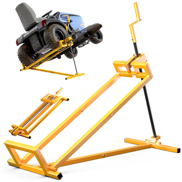 Cric Lève Tracteur Tondeuse 400 kg max - télescopique 78 à 98 cm de long - angle d'inclinaison 45° - jaune - VOUNOT®