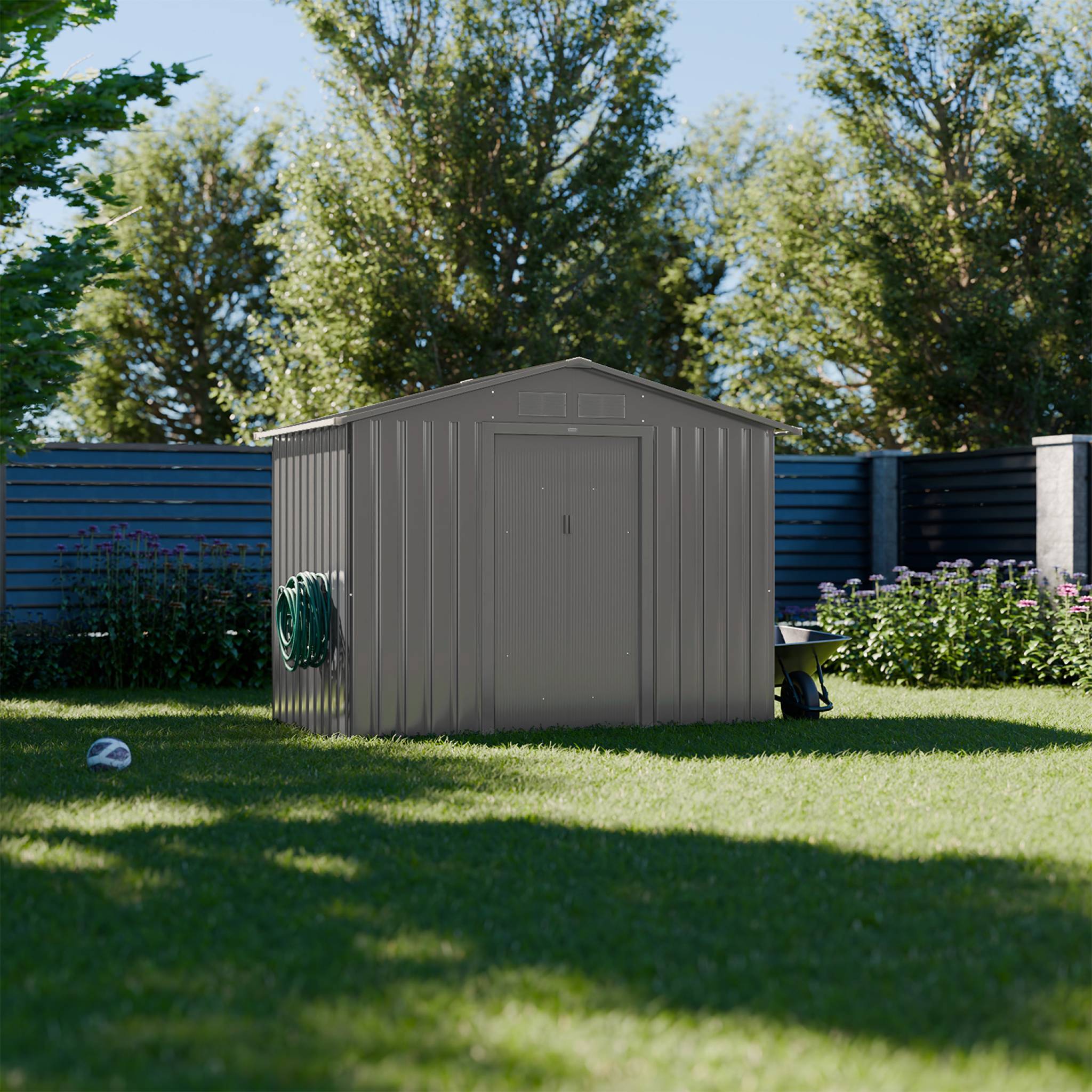 Cobertizo de jardín con kit de anclaje de 2.71m² Pardo - 213x131x185 cm - 3