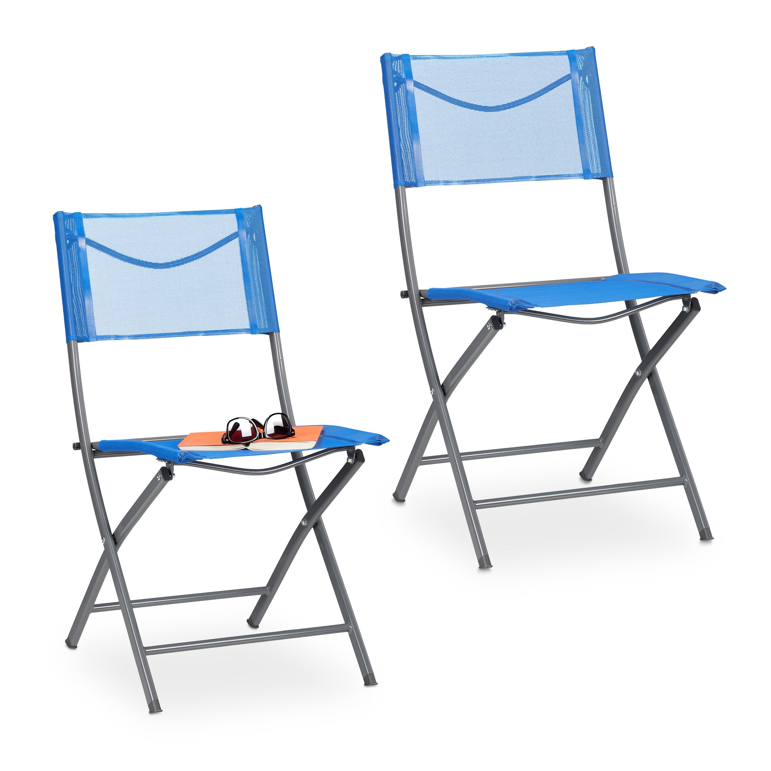 Relaxdays Jeu De 2 Chaises De Jardin Pliables - Effet Bois, Structure Métallique, Pour Balcon Et Terrasse