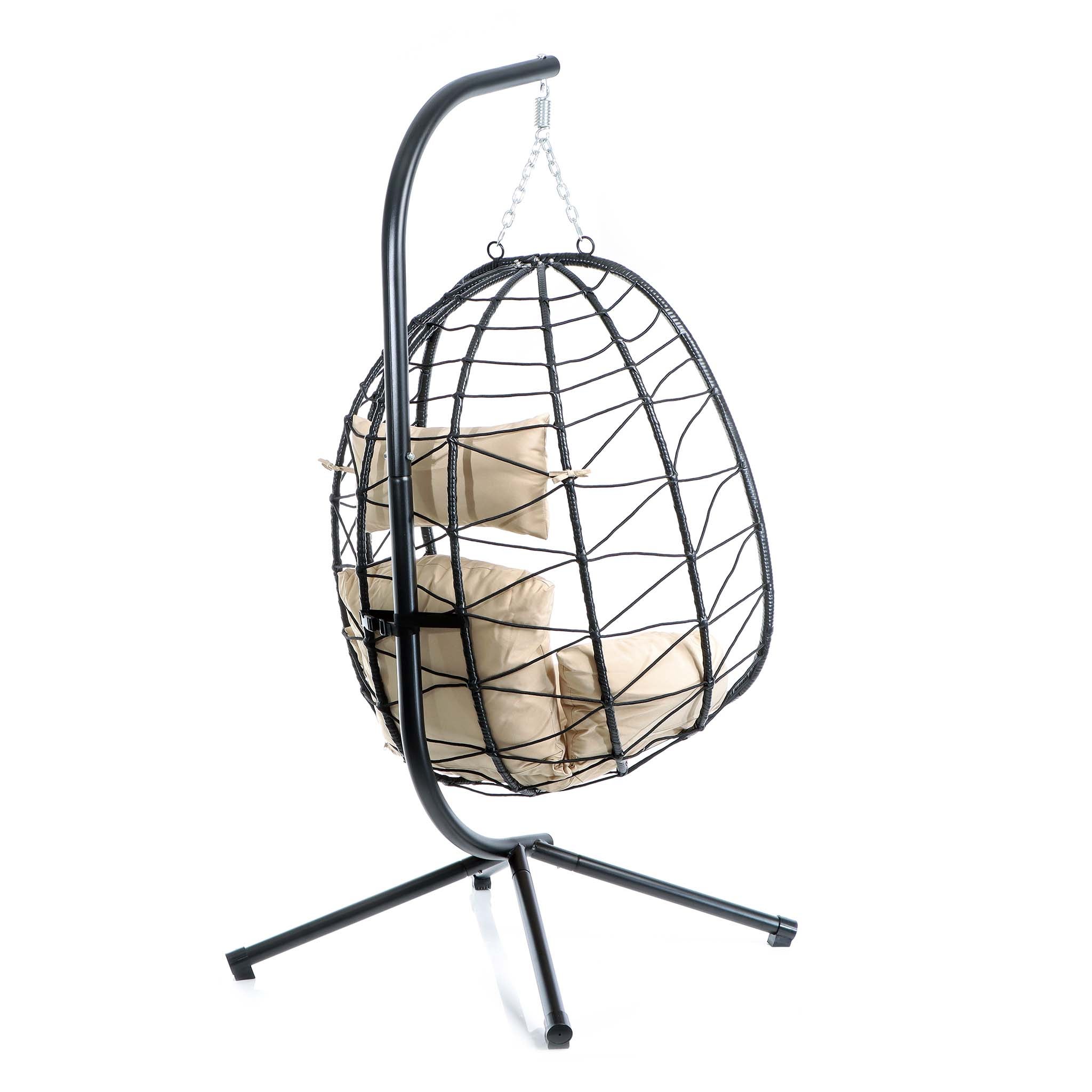 Fauteuil suspendu – 950 x 980 x 1980 mm – Capacité de charge max. 130 kg – OEuf Panier Chaise avec Support et coussin d’assise – Mobilier… Wiltec - 6