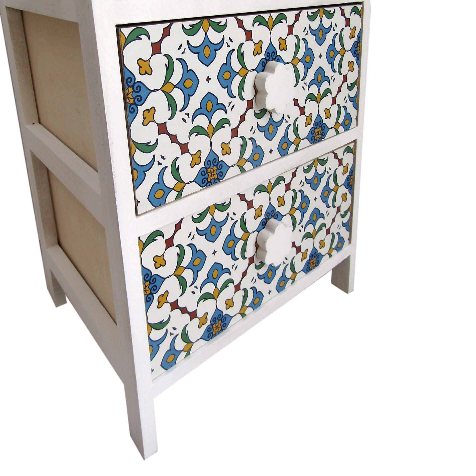 Commode 5 Tiroirs Rebecca Mobili Moderne Bois Clair Blanc Bleu 93x40x30 - 6