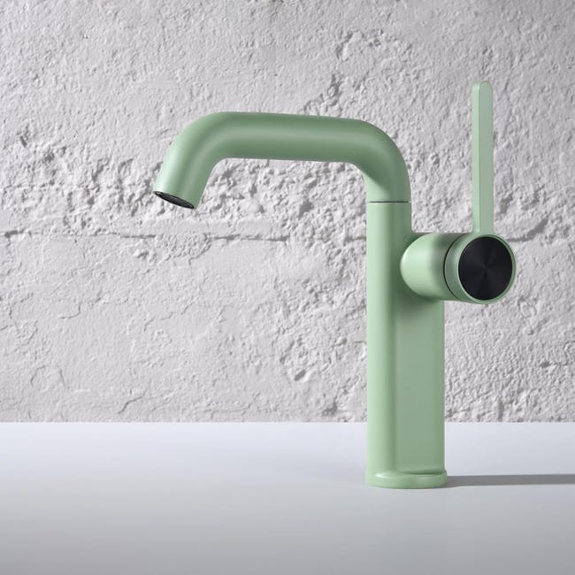 Bateria umywalkowa (zielona), bateria mieszaczowa, wylewka obrotowa 360°, jeden otwór, wersja krótka