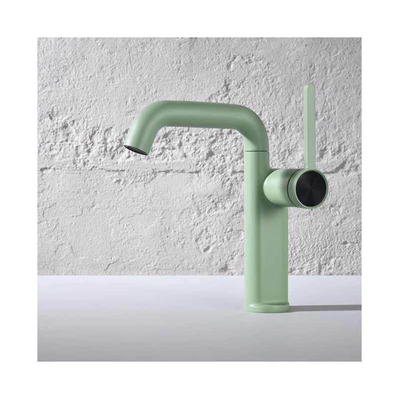 Bateria umywalkowa (zielona), bateria mieszaczowa, wylewka obrotowa 360°, jeden otwór, wersja krótka
