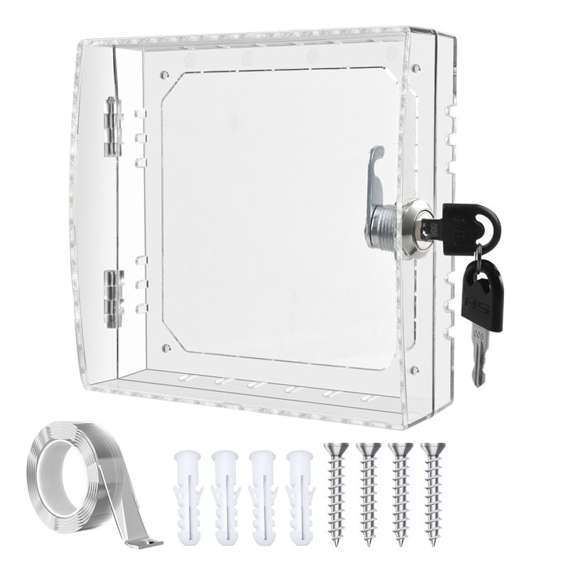 KACPLY Scatola di blocco universale per termostato con chiave, trasparente, copertura protettiva per termostato a parete, 12,7 cm altezza x 11,9 cm larghezza 4,6 cm profondità
