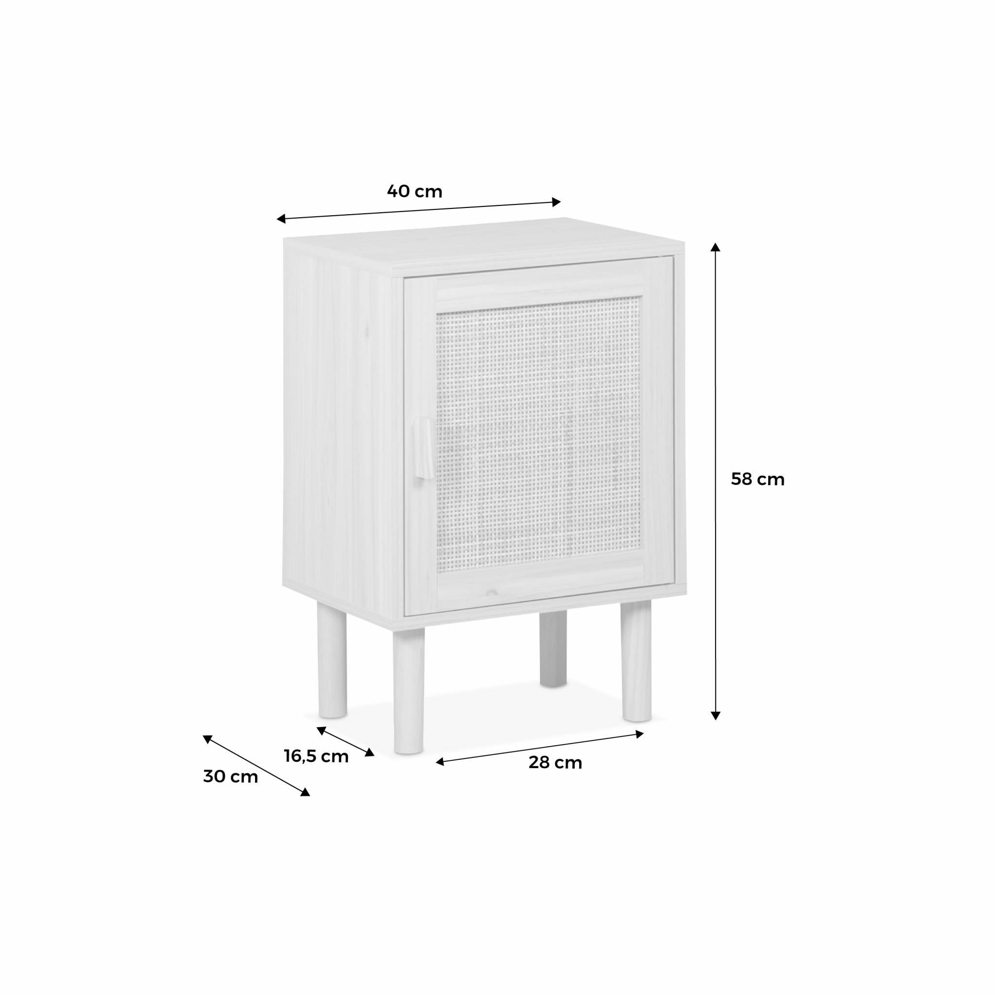 Lot de 2 tables de chevet en cannage et décor bois - Camargue - 40x30x58cm. 2 niveaux. 1 porte. pieds droits CAMARGUE - 8