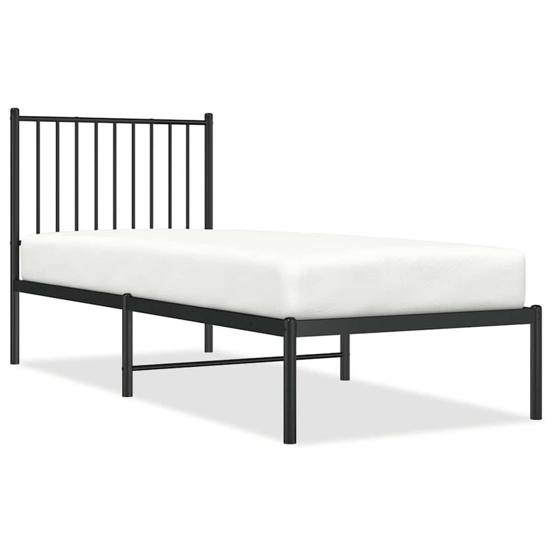 Zdjęcia - Łóżko WASZEMEBLE Metalowe Czarne Rama Łóżka Ze Stelażem Do Sypialni Pokoju 80x200 cm