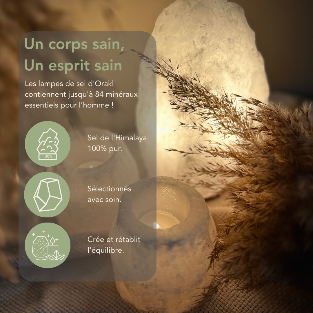 Orakl® - Lampe à sel de l'Himalaya Core - 2-4 KG - Avec variateur - 100% sel de l'Himalaya - Lampe à sel rouge - Lampe cristal de sel - 5