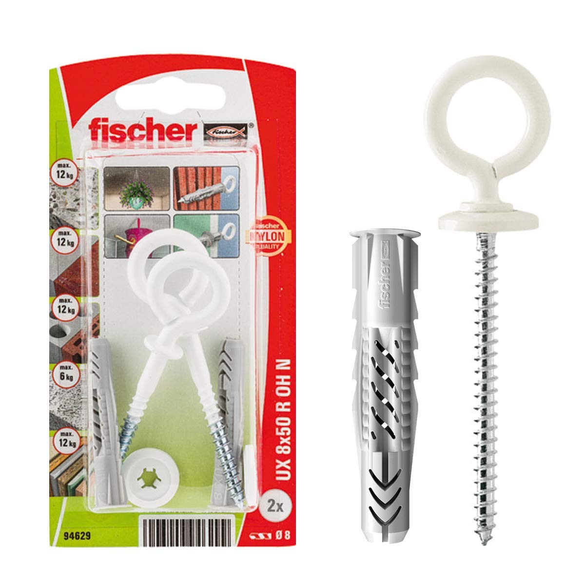 Tassello A Flangia TBR 8 Mm Bianco - Set Da 100 Pezzi - Per Pareti E Soffitti