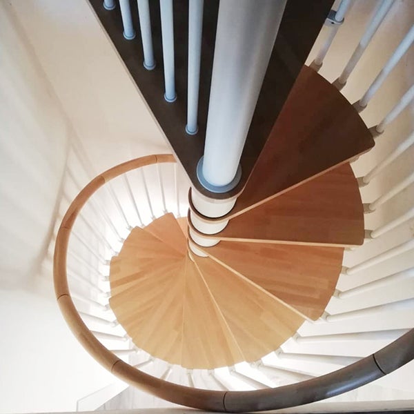 Escalier colimaçon 13 marches - Hauteur à franchir de 2.67m à 3.12m - Diamètre 1.05m - Structure anthracite et marche noyer - PHOLA105/SAMNOY-13 - 5