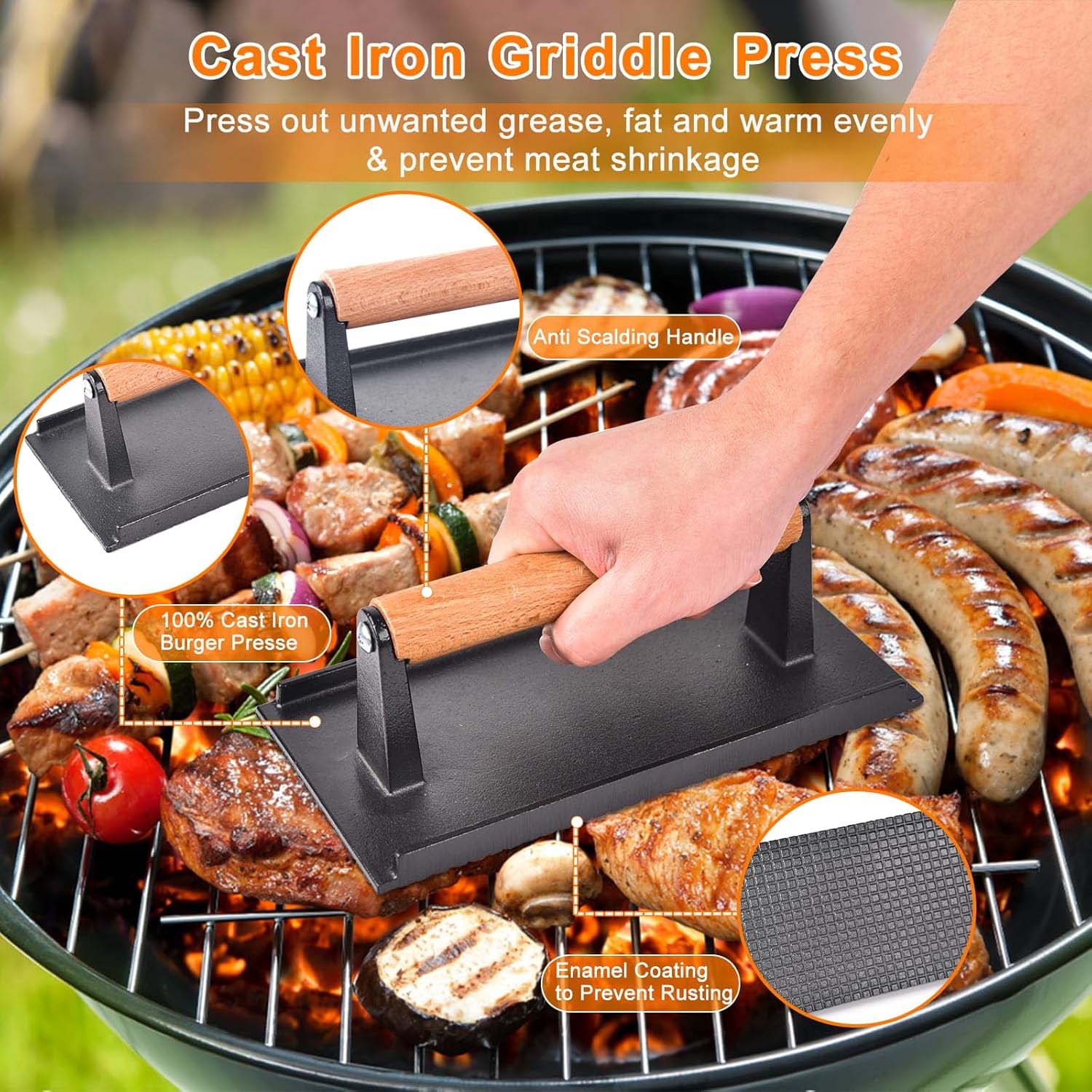 Ensemble 34 pièces accessoires BBQ pour plaque de cuisson – spatules surdimensionnées, racloir, pinceau et housse pour barbecue extérieur Blackstone - 8