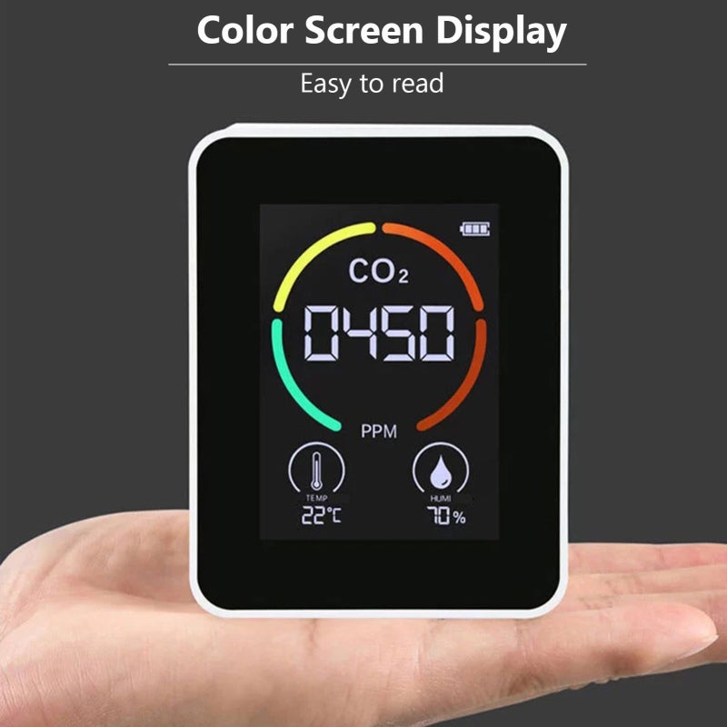 Detector de dióxido de carbono 3 en 1, monitor de calidad del aire, analizador de temperatura y humedad, medidor digital de CO2 para el hogar y la ofi - 6