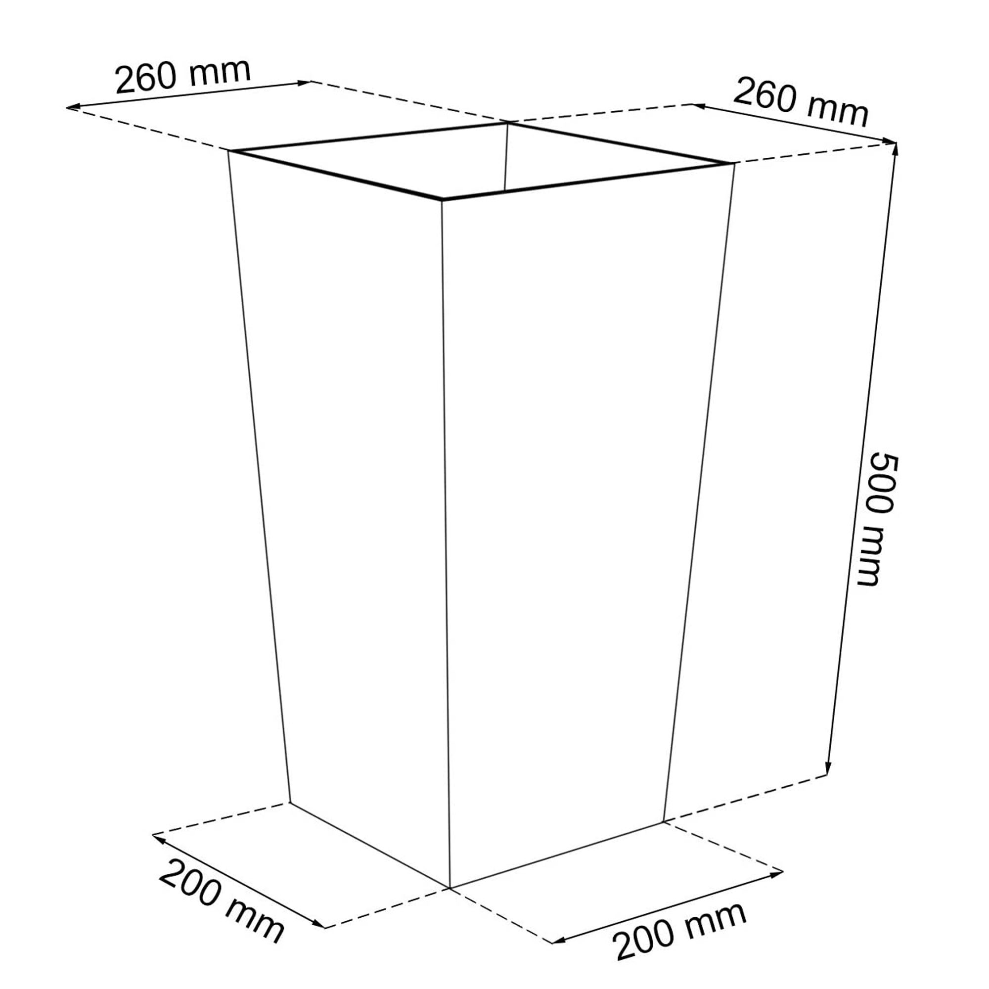 Pote alto 26,6 L Prosperplast Urbi Square Effect plástico COM tanque na cor Antracite, 50 (altura) x 26,5 (largura) x 26,5 (profundidade) cms - 3