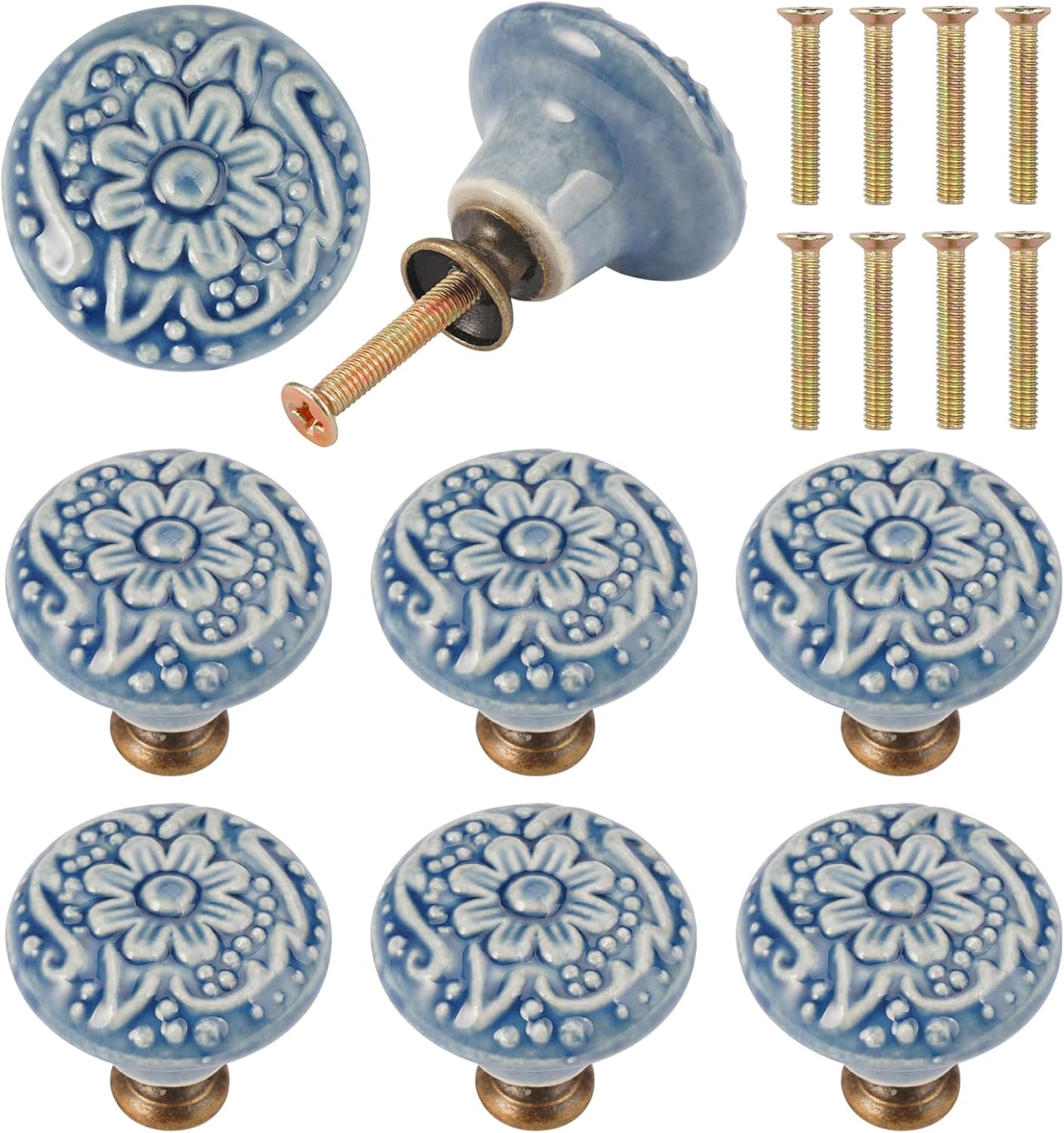 Sztuk ceramicznych gałek do drzwi, zabytkowe ceramiczne uchwyty do szuflad, 35 mm zabytkowe gałki meblowe ze śrubami, gałki do szuflad