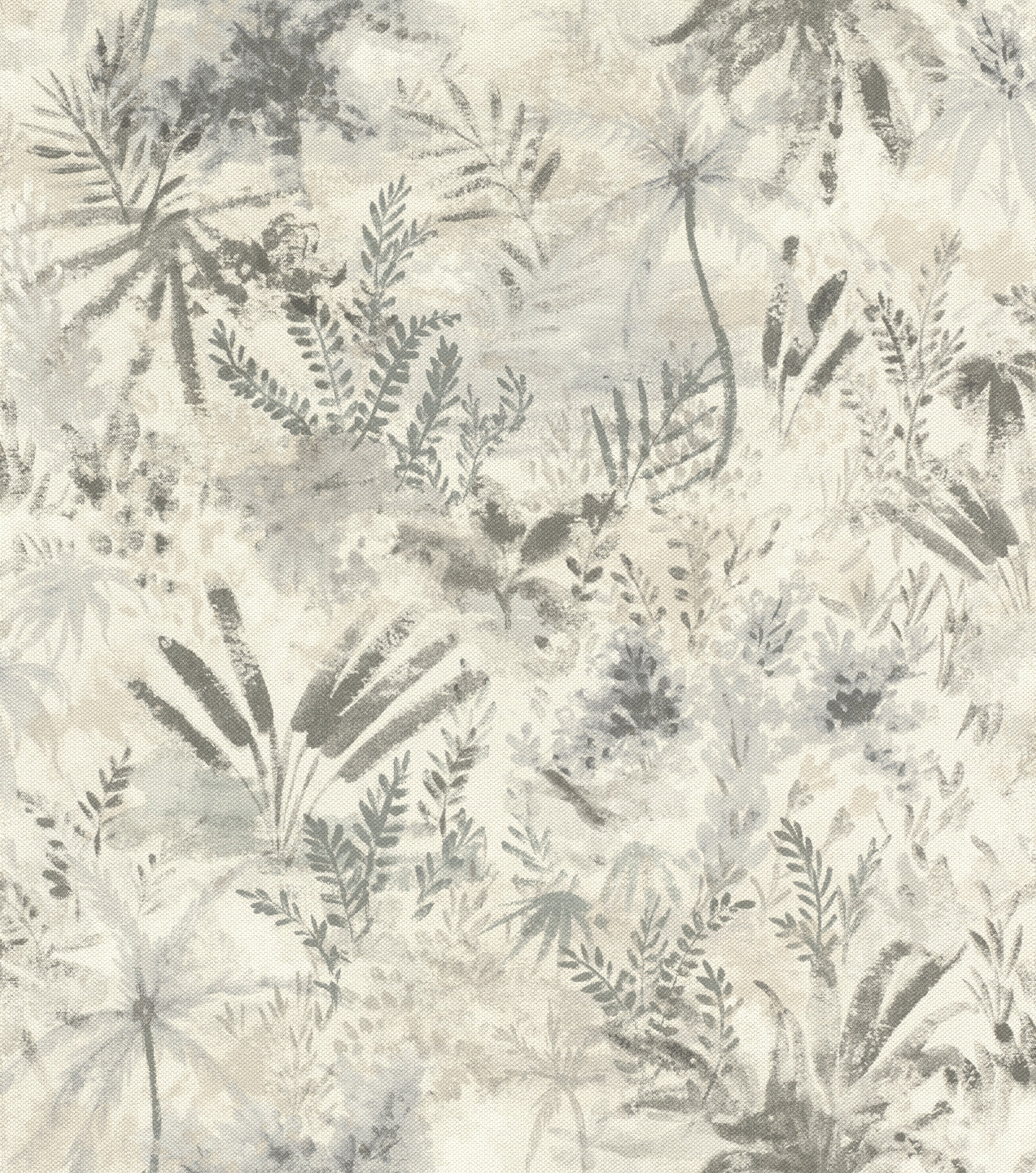 Papel pintado rasch 543018 - papel pintado no tejido con motivos vegetales en gris y crema con aspecto textil