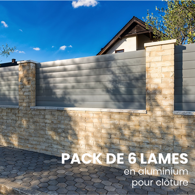 Pack de 6 lames en aluminium pour clôture - 1760 x 22 x 150 mm - Anthracite