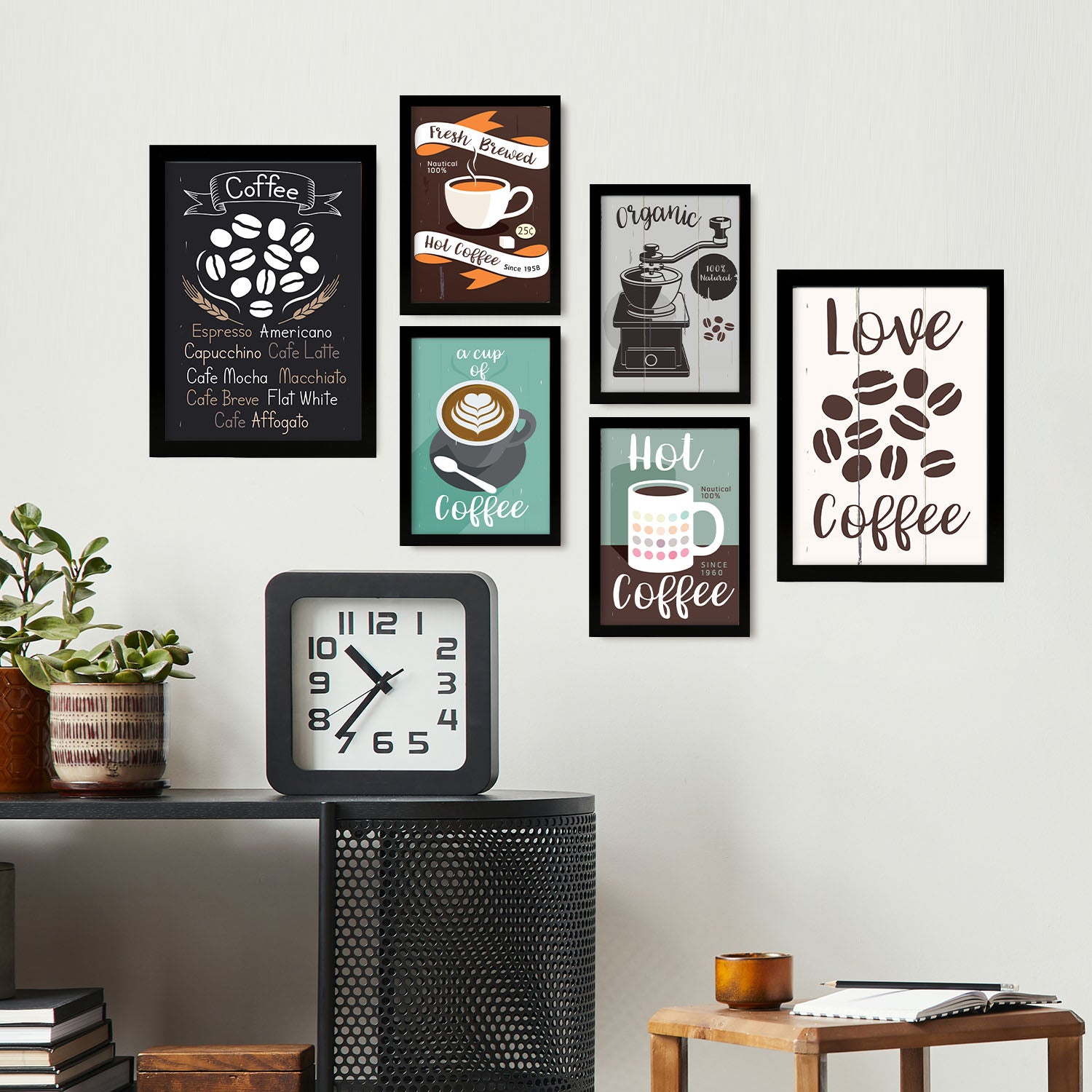 Nacnic cafe aesthetic wall art prints for bedroom or living room design