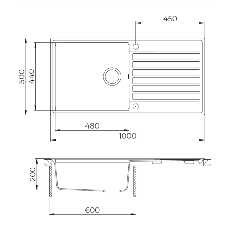 Swiss Aqua Technologies 100x50 cm évier avec égouttoir réversible en Granite, à encastrer, noir (SATSINKGQK103B) - 4