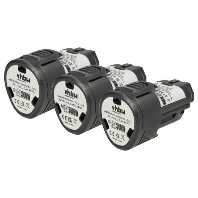 vhbw 3x Batterie remplacement pour AEG L1215, 4932352824, 584932, 4932, AC82048, 954932, AC82008, 3520, 3526 pour outil électrique (2000 mAh, Li-ion,