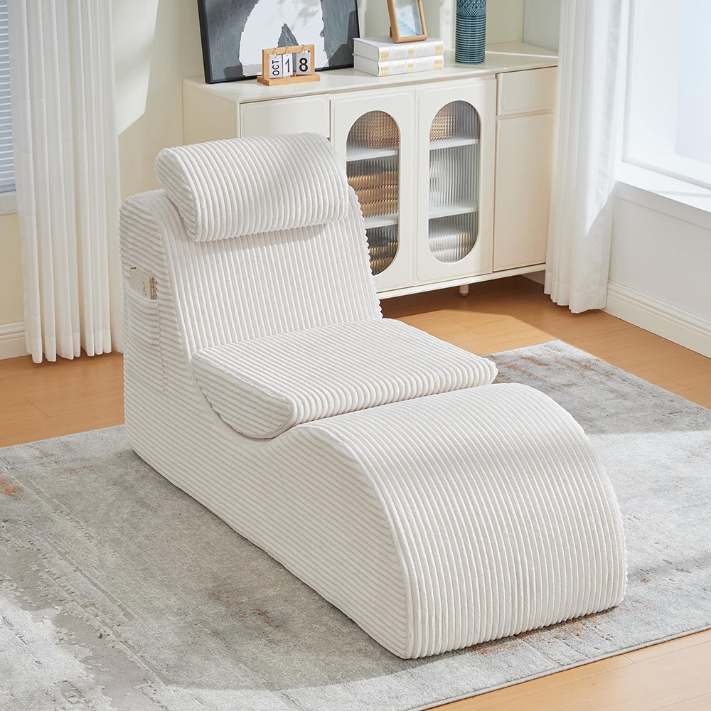 Fauteuil moderne design unique ergonomique mousse élastique pour confort quotidien coussin assise amovible poche latérale Beige - 6