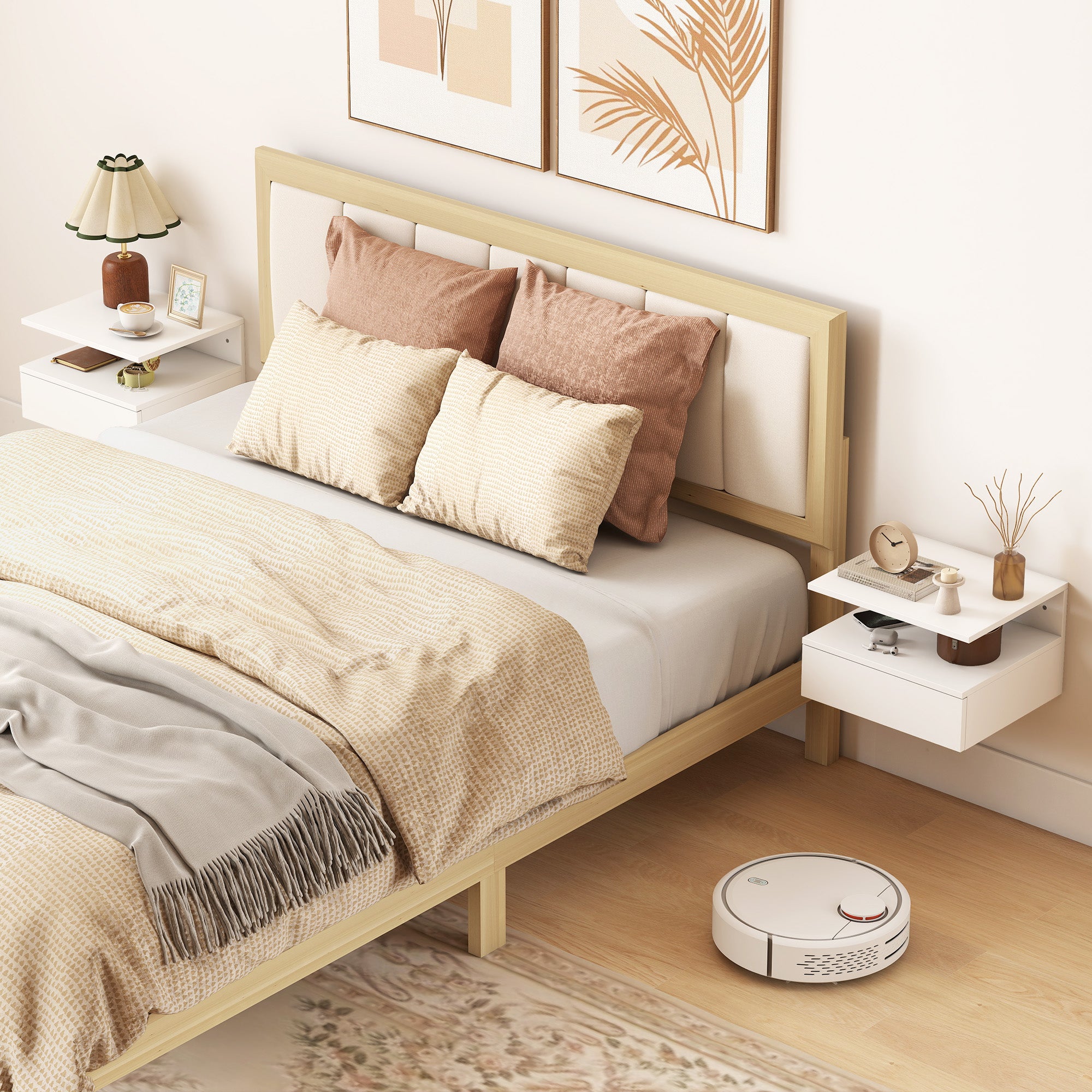 Homcom Set De 2 Mesitas De Noche Con Cajón 35X32x22,5 Cm Blanco , Leroy Merlin