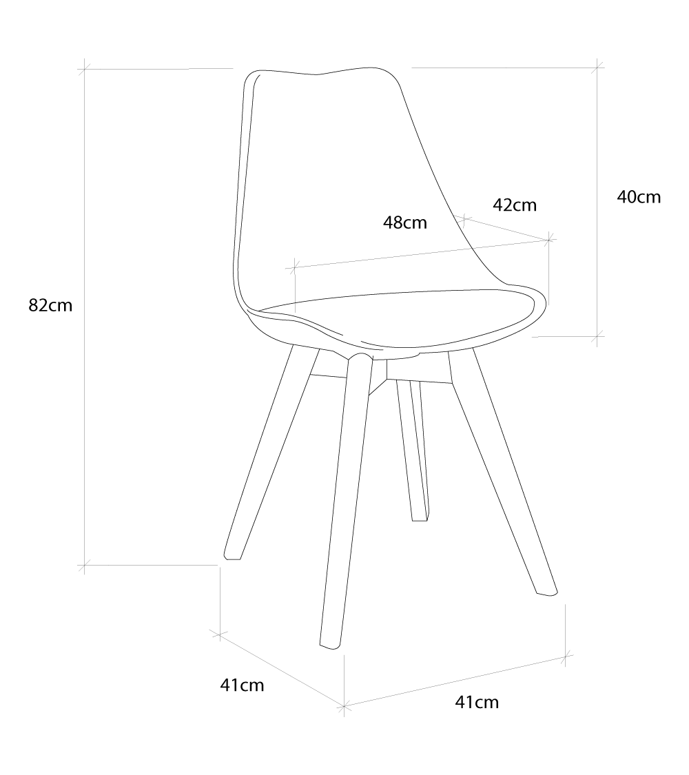 Pack de 4 sillas TULIPA estilo nórdico patas en madera en color Gris - 5