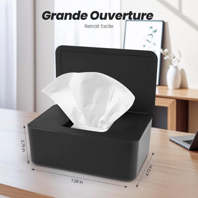 Boîte Distributeur De Lingettes Humides - 18.5x12x7.3 Cm, Avec Couvercle Hermétique - Pour Bébé, Cuisine, Voiture (Blanc)