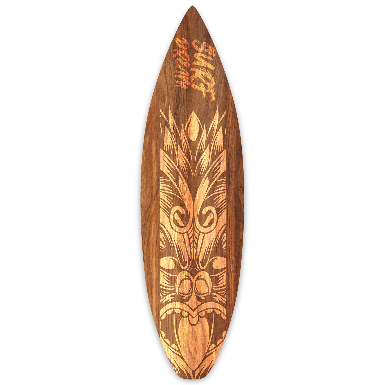 Planche de surf murale tête de Tiki | Carole la Porte à Côté