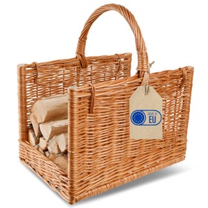 Cestino Bomboniera Vasara In Vimini Bianco Con Gufi Blu | 39x29 Cm | Cesto Rettangolare Per Matrimoni, Battesimi E Comunioni - 2