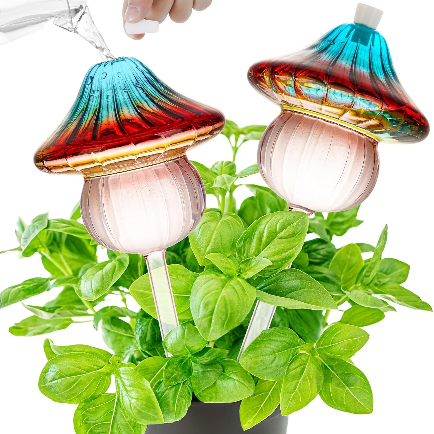 2 Globi Per Irrigazione Delle Piante, In Vetro Con Motivo Arcobaleno Sfumato Inserto Per Fioriera Con~p149395231