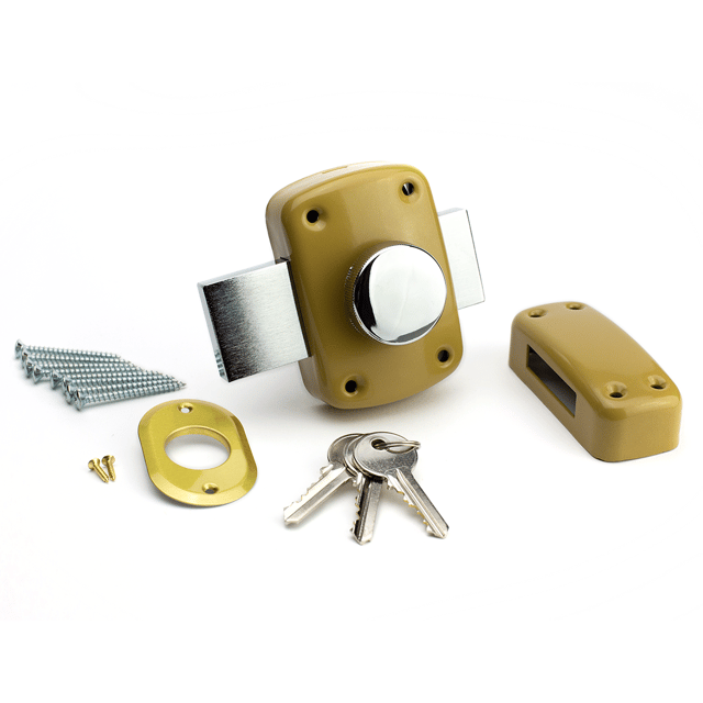 METALUX série 843- Verrou de sécurité en applique couleur bronze Verrou à bouton pour porte d'entrée ou porte de garage